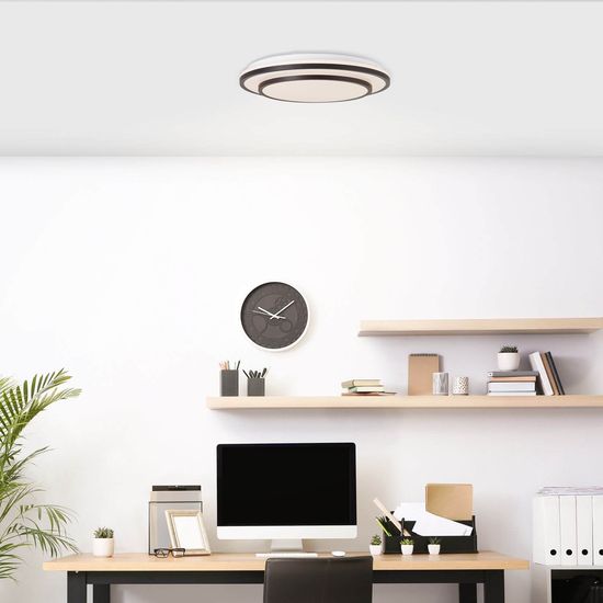 Brilliant Luciano LED Deckenleuchte 39cm 24W Schwarz Weiß Nachtlicht, Timer G99777/76