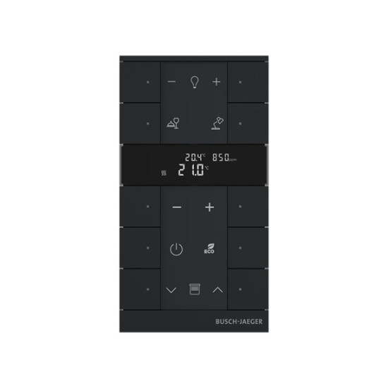 Busch-Jaeger Busch-Tenton RTR IAQ, 10fach, swz. matt mit Display für Busch-free@home 2CKA006220A0903 SBC-F-10.0.11-885