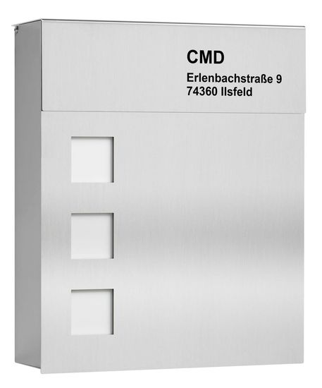 CMD Briefkasten IP44 Edelstahl Made in Germany CMD-96/Gravur