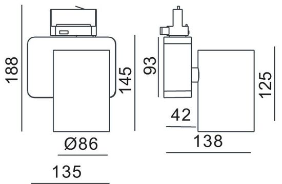 Deko-Light Schienensystem 3-Phasen 230V, Nihal, Neutralweiß, schwarz 707043
