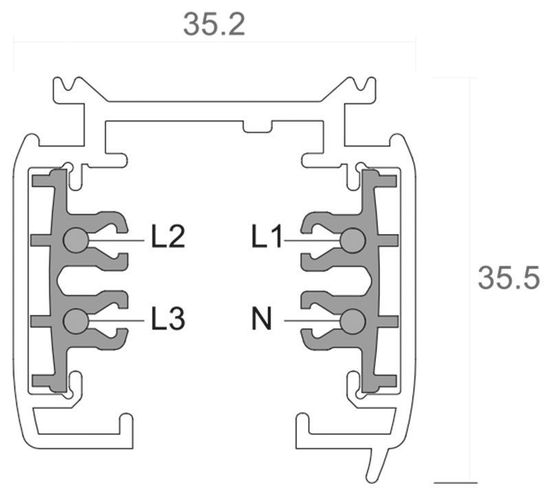 Deko-Light Schienensystem 3-Phasen 230V, D Line Aufbaustromschiene 1m grau 710001