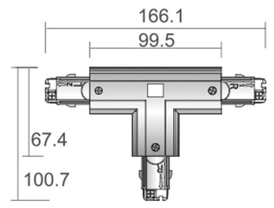 Deko-Light Schienensystem 3-Phasen 230V, D Line T-Verbinder links-links-rechts grau 710028