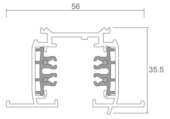 Deko-Light Schienensystem 3-Phasen 230V, D Line Einbaustromschiene mit Flügel1m 710069