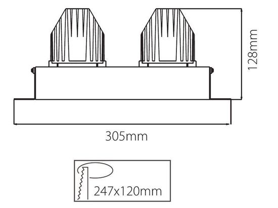 Deko-Light Kardaneinsatz ohne Rahmen für Modular Sytem COB, Aluminium, Signalschwarz, mattiert, 305mm 930097