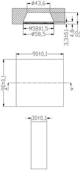 Deko-Light Acrylring quadratisch 90x90mm, COB 68, M58, Acryl, klar / satiniert, 90mm 930271