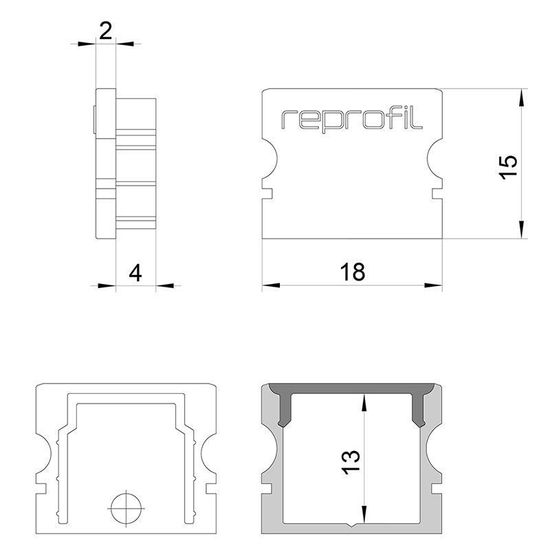 Deko-Light Endkappe P-AU-02-12 Set 2 Stk, Schwarz, 18mm 978062