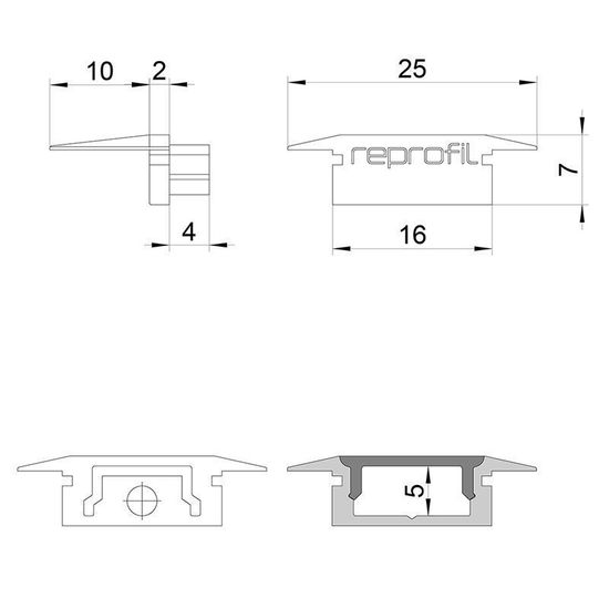 Deko-Light Endkappe P-ET-01-10 Set 2 Stk, Grau, 25mm 978091