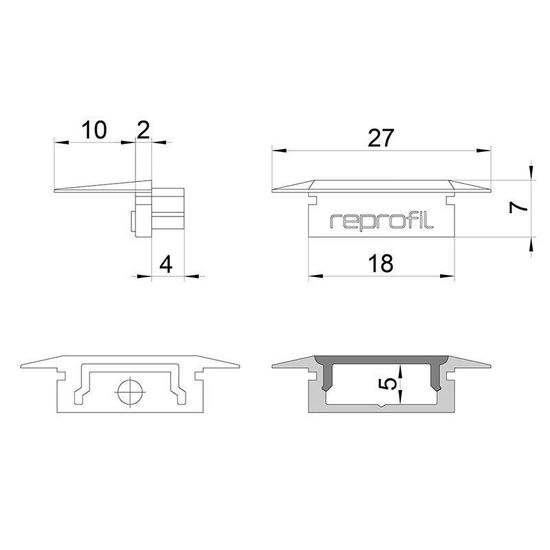 Deko-Light Endkappe P-ET-01-12 Set 2 Stk, Schwarz, 27mm 978102