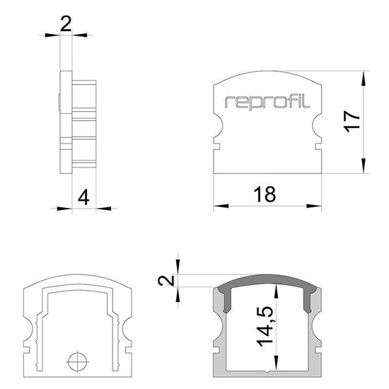 Deko-Light Endkappe F-AU-02-12 Set 2 Stk, Weiß, 18mm 978560