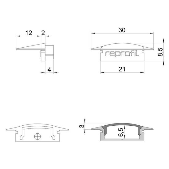 Deko-Light Endkappe F-ET-01-15 Set 2 Stk, Schwarz, 30mm 978612