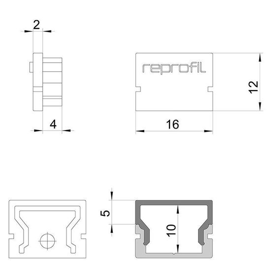 Deko-Light Endkappe H-AU-01-10 Set 2 Stk, Grau, 16mm 979001