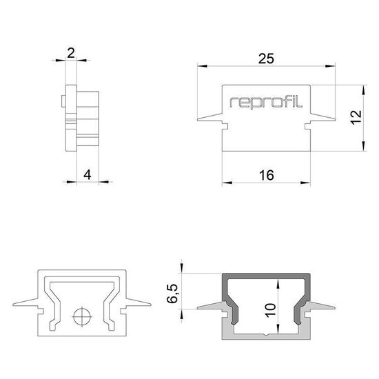Deko-Light Endkappe H-ET-01-10 Set 2 Stk, Weiß, 25mm 979040