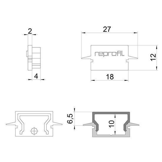 Deko-Light Endkappe H-ET-01-12 Set 2 Stk, Weiß, 27mm 979050