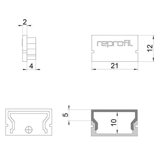 Deko-Light Endkappe H-AU-01-15 Set 2 Stk, Weiß, 21mm 979090