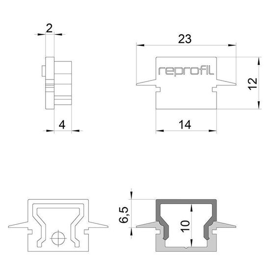 Deko-Light Endkappe H-ET-01-08 Set 2 Stk, Schwarz, 23mm 979122