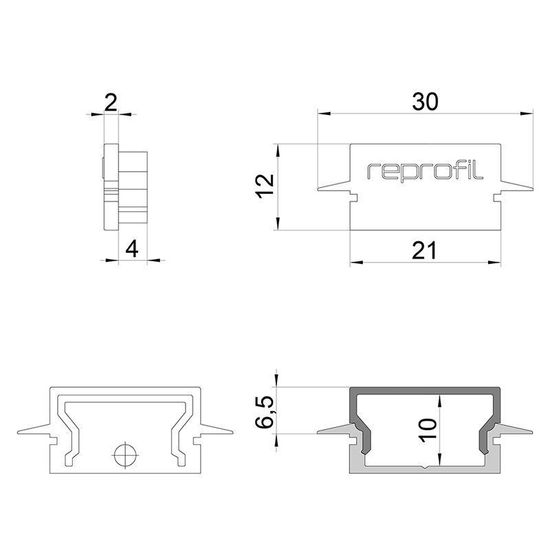 Deko-Light Endkappe H-ET-01-15 Set 2 Stk, Grau, 30mm 979131