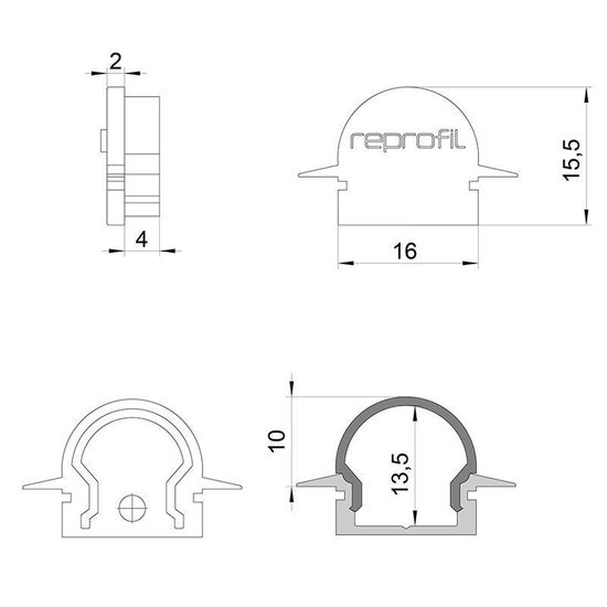 Deko-Light Endkappe R-ET-01-10 Set 2 Stk, Schwarz, 25mm 979542