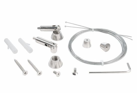 Deko-Light Seilabhängung (schwenkbar) Set 2 Stk, Metall, Silber 987060
