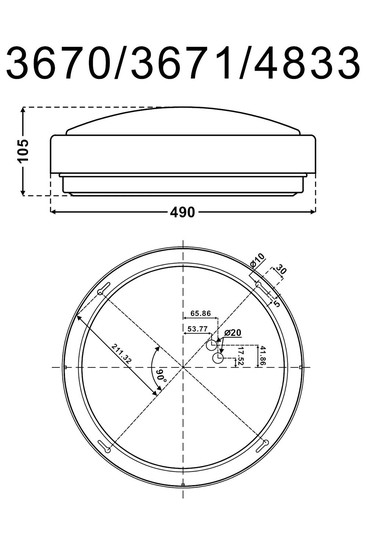 Dotlux 3671-499120 LED-Deckenleuchte LUNAsilver-exit Ø490mm 33W COLORselect IP44