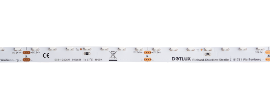 Dotlux 5081-0275M LED-Streifen SIDEVIEW 48W 8mm 2700K IP20 5m-Rolle inkl. 50cm Anschlusskabel beidseitig
