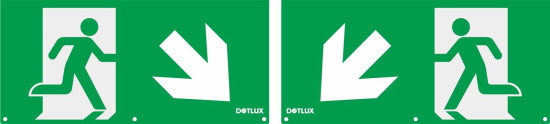 Dotlux 5403 Erweitertes Piktogrammset Pfeil diagonal links und rechts unten (2 Stück) für LED-Notleuchte EXITmulti (Artikel 3177)