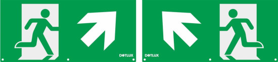 Dotlux 5404 Erweitertes Piktogrammset Pfeil diagonal links und rechts oben (2 Stück) für LED-Notleuchte EXITmulti (Artikel 3177)