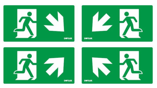 Dotlux 5412 Erweitertes Piktogrammset Pfeil Diagonal (4 Stück) für LED-Notleuchte EXIT (Artikel 5406)