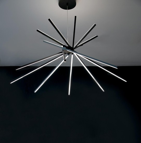 LUCE Design Shanghai LED Pendelleuchte 8fach Neutralweiss 50W schwarz