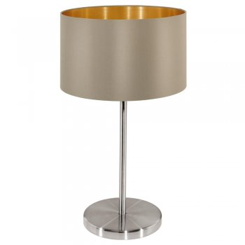 Eglo Tischleuchte Maserlo E27 H42cm taupe-gold