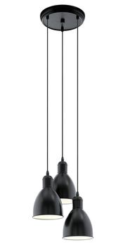 Eglo 49465 Priddy Hängeleuchte 3XE27 Stahl schwarz weiss