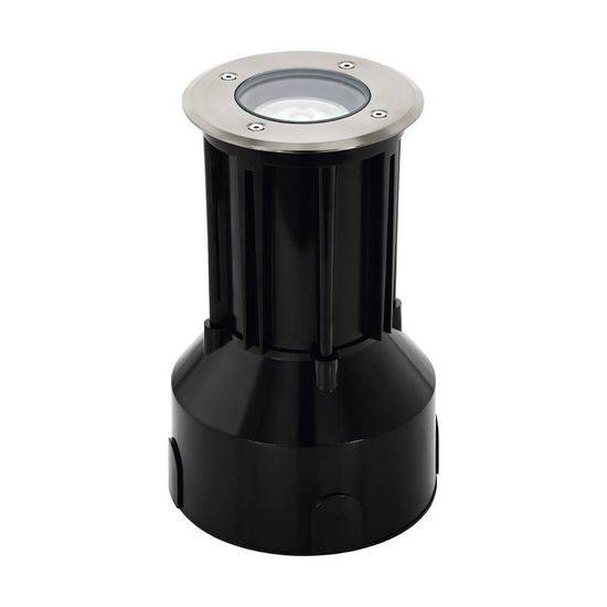 Eglo 62342 RIGA 3 PRO GU10 Außen-Bodeneinbauleuchte Ø120mm Edelstahl, Schwarz IP65