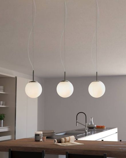 Eglo 63266 PIEDALE PRO E27 Pendelleuchte Ø200mm Nickel-Matt Weiss