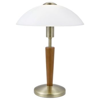 Eglo 87256 Solo 1 Tischleuchte E14 Stahl Holz brüniert Nuss weiss