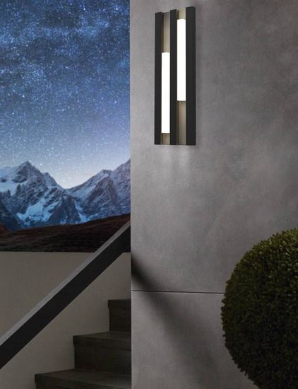 Eglo 900118 FANDINA LED Außen-Wand-/Deckenleuchte 2x4,2W Schwarz Weiss Warmweiss IP55