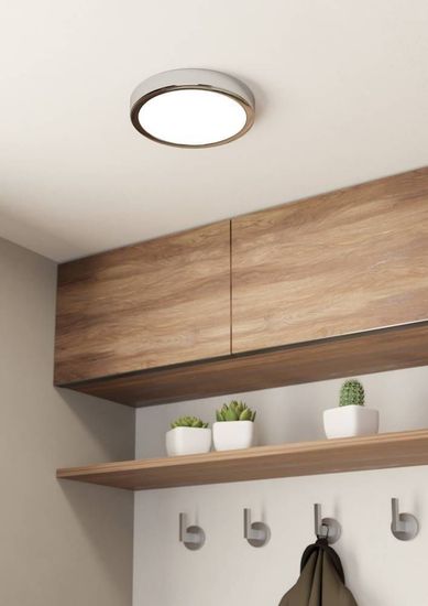 Eglo 900641 FUEVA 5 LED Ein-/Aufbauleuchte 17W Ø210mm Chrom Weiss Warmweiss IP44