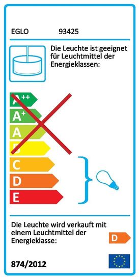 EGLO 93425 CALAONDA Hängeleuchte klar G9 7x33W