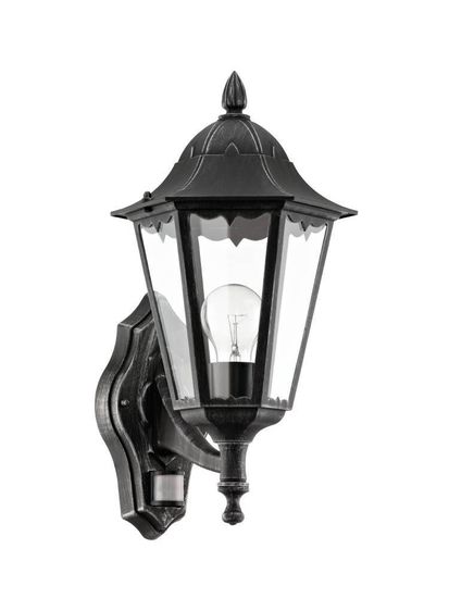 Eglo 93458 NAVEDO E27 Außen-Wand-/Deckenleuchte Sensor Schwarz Silber-Patina IP44