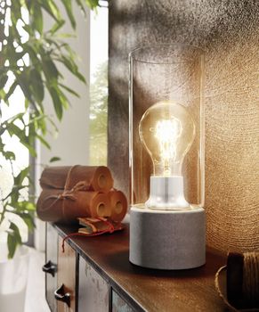 Eglo 94549 Torvisco 1 Tischleuchte E27 Stahl grau klar