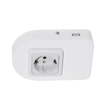 Eglo 94663 Taxano Unterbausteckdose USB rund Stahl Weiss