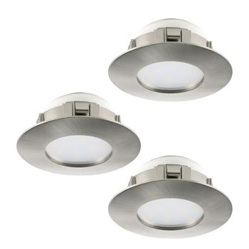 Eglo 95823 Pineda LED Einbauleuchte 3x6W Ø7,8cm Nickel IP44