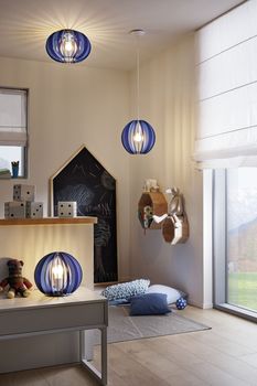 Eglo 95951 Fabella Tischleuchte E27 Holz Blau-Dunkelblau