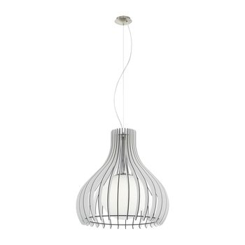 Eglo 96211 Tindori Pendelleuchte E27 50cm Holz Glas weiss