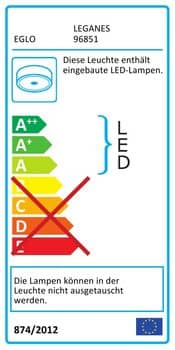 Eglo 96851 Leganes LED Deckenleuchte 25,5W weiss