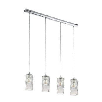 Eglo 96929 Estevau Hängeleuchte 4XE27 chrom schwarz transparent