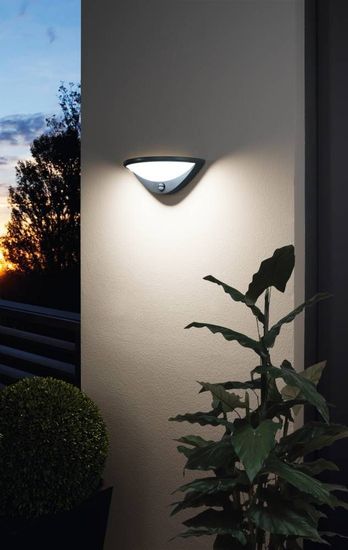 Eglo 97312 BELCREDA LED Außen-Wand-/Deckenleuchte 9W Sensor Anthrazit Weiss Warmweiss IP44