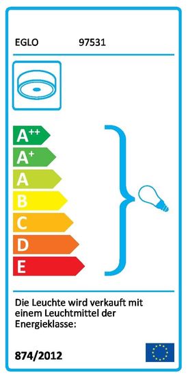 Eglo 97531 BARI-M E27 Wand-/Deckenleuchte Sensor Ø275mm Weiss IP44