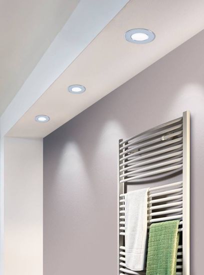 Eglo 99204 FUEVA 5 LED Ein-/Aufbauleuchte 2,7W Einbauspot Ø86mm Chrom Weiss Warmweiss IP44