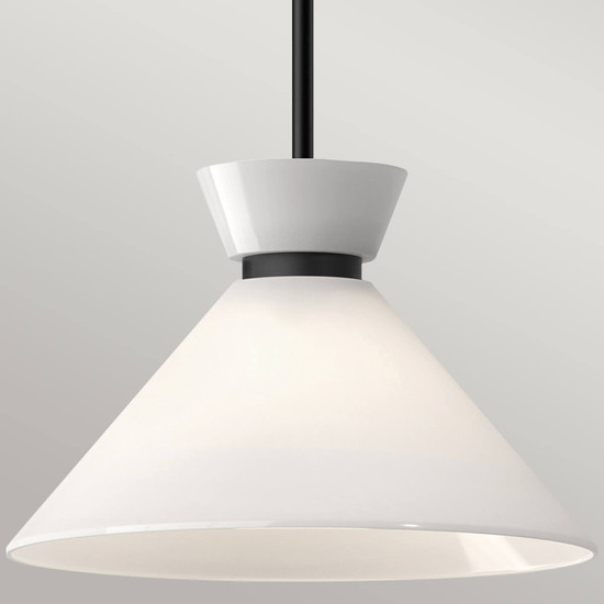 Elstead Halston Pendelleuchte E27 Mattes Schwarz Opal