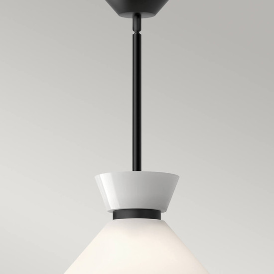 Elstead Halston Pendelleuchte E27 Mattes Schwarz Opal