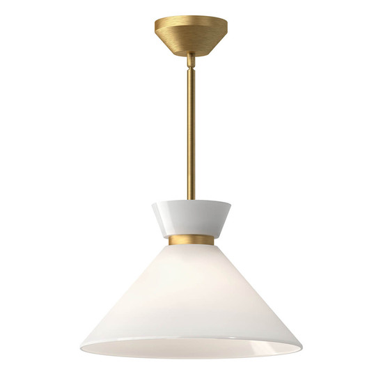 Elstead Halston Pendelleuchte E27 Gebürstete Goldoptik Opal